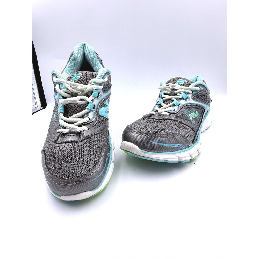 Fila Running Shoes Womens 8 Grey Teal Mesh Athletic Sneakers 5SRW0826-253